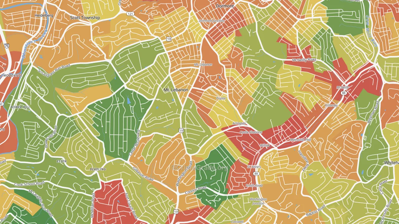 15228, PA Map of Theft Rates