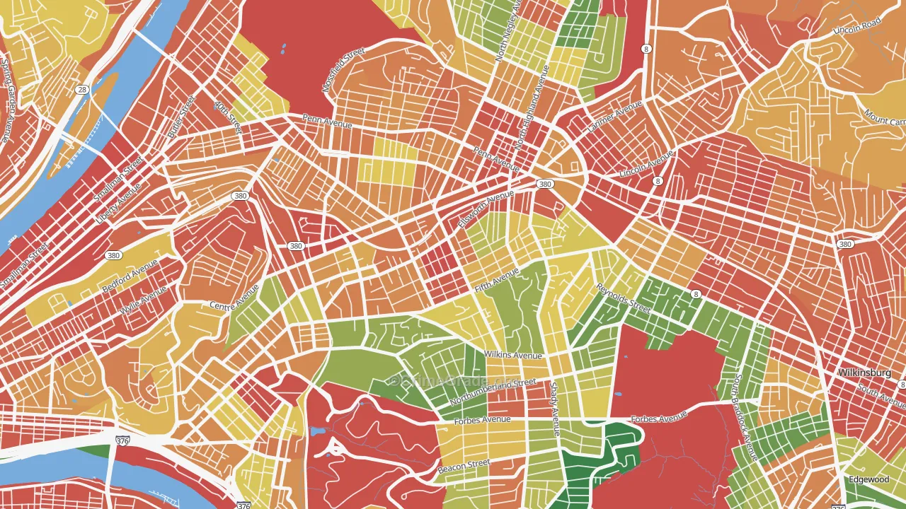 15232, PA Map of Theft Rates