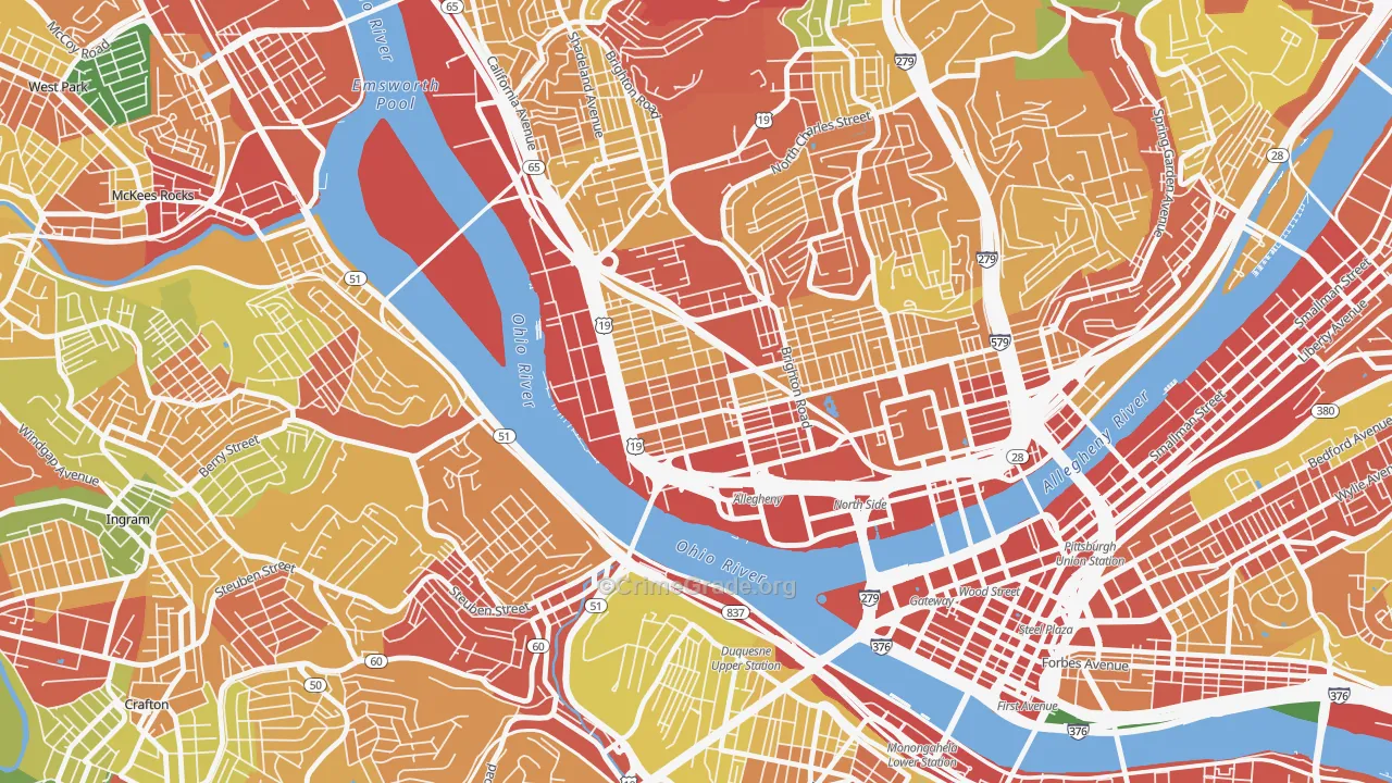 15233, PA Map of Theft Rates