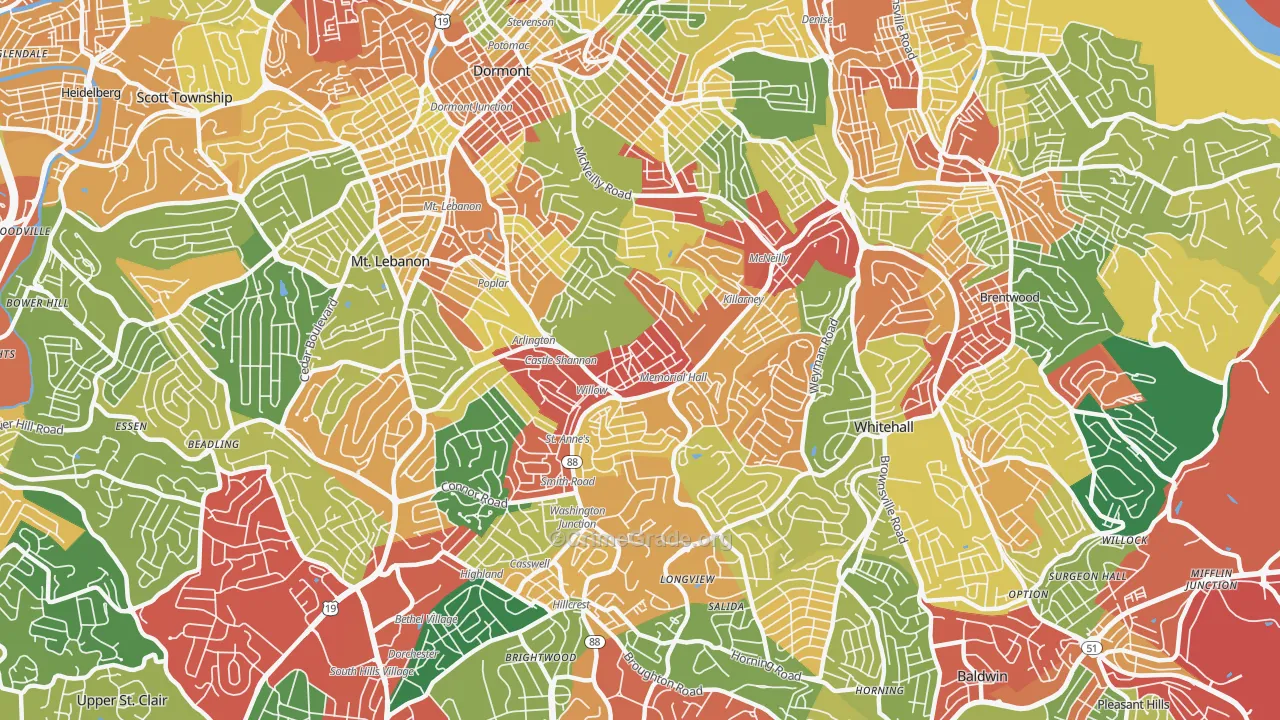 15234, PA Map of Theft Rates