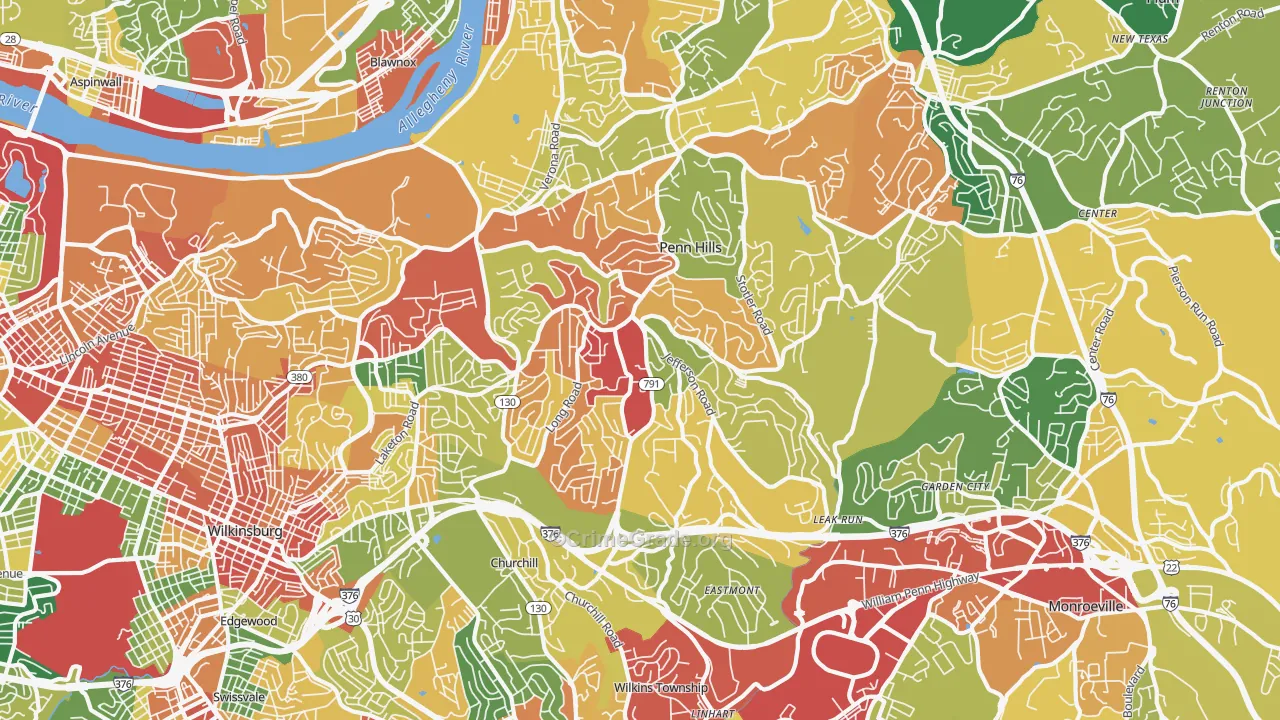 15235, PA Map of Theft Rates