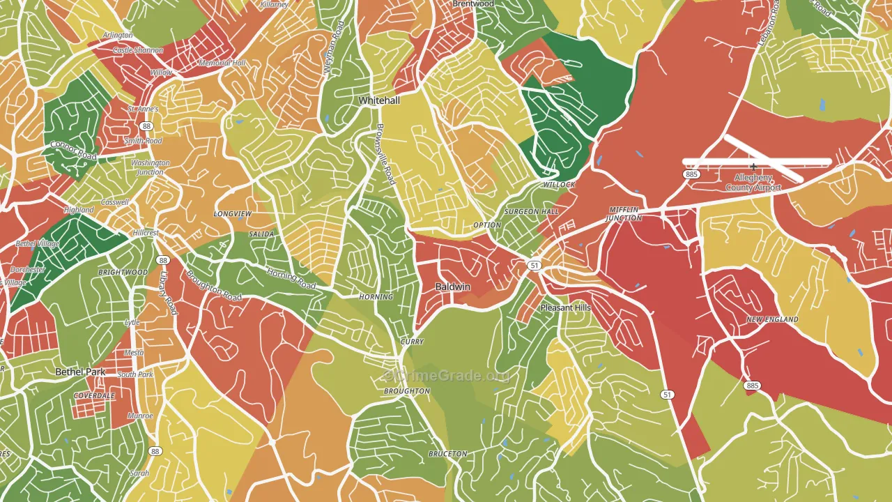 15236, PA Map of Theft Rates
