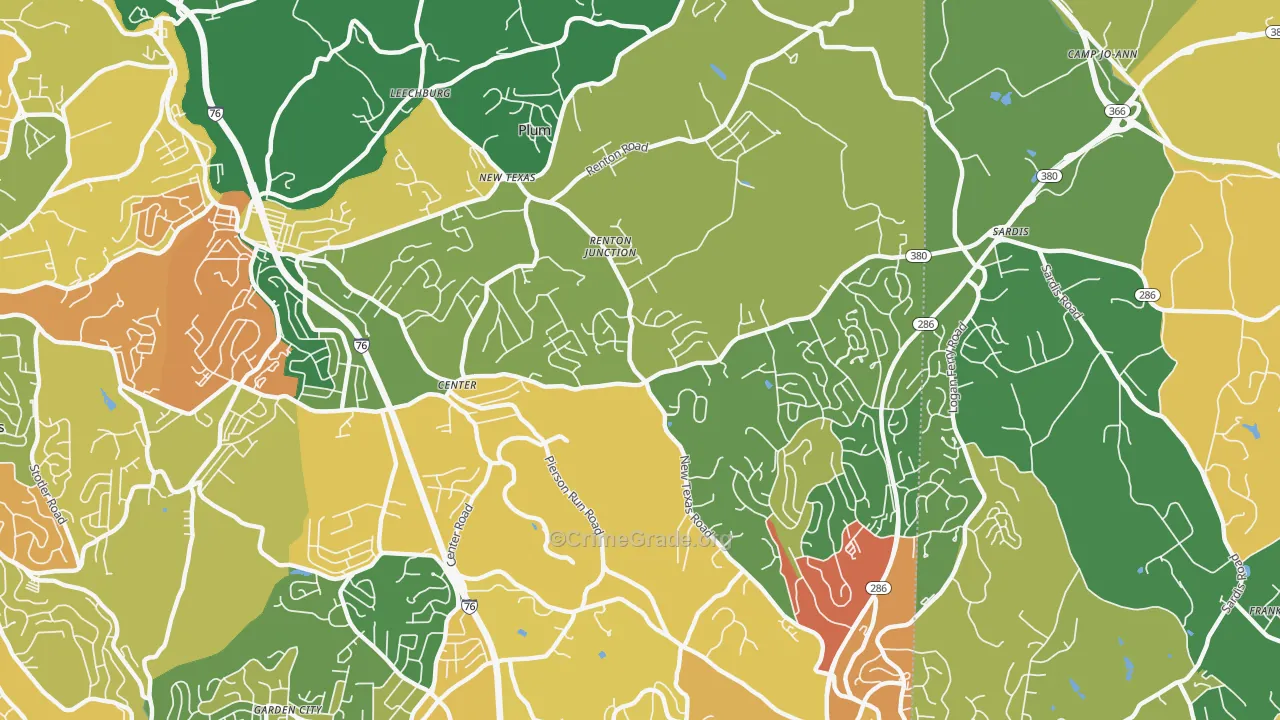 15239, PA Map of Theft Rates