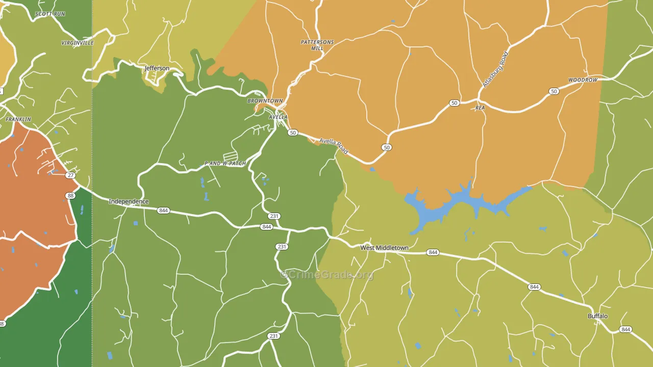 15312, PA Map of Theft Rates