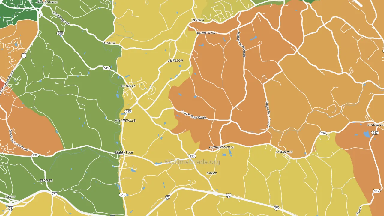 15330, PA Map of Theft Rates