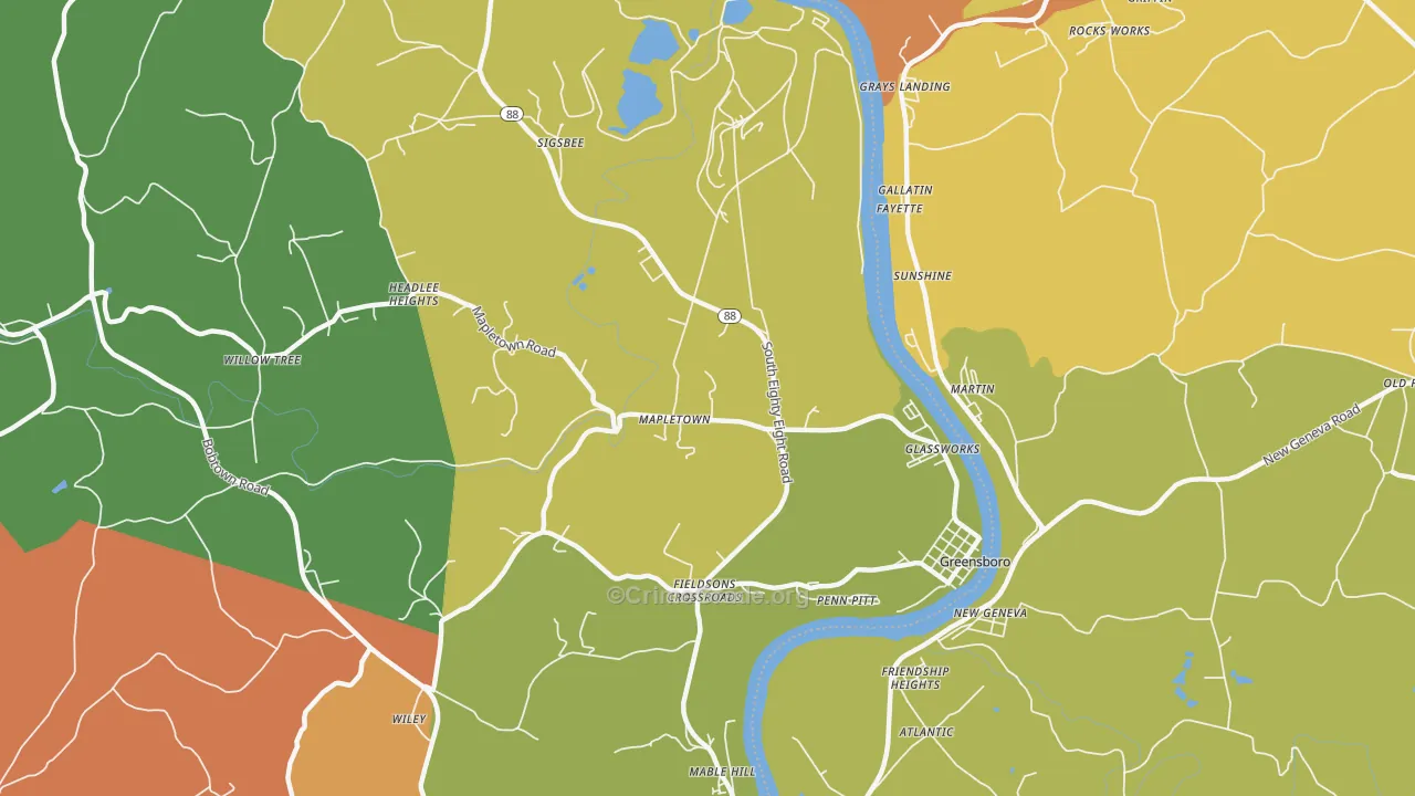 15338, PA Map of Theft Rates