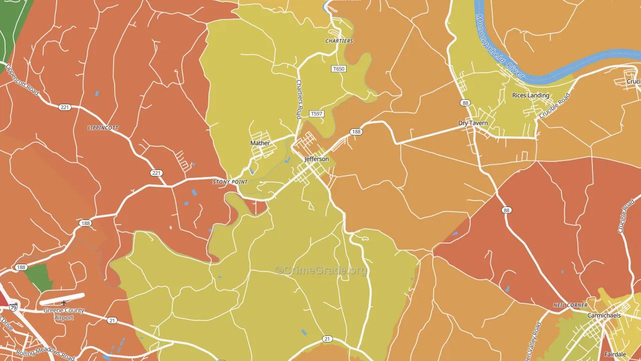 15344, PA Map of Theft Rates