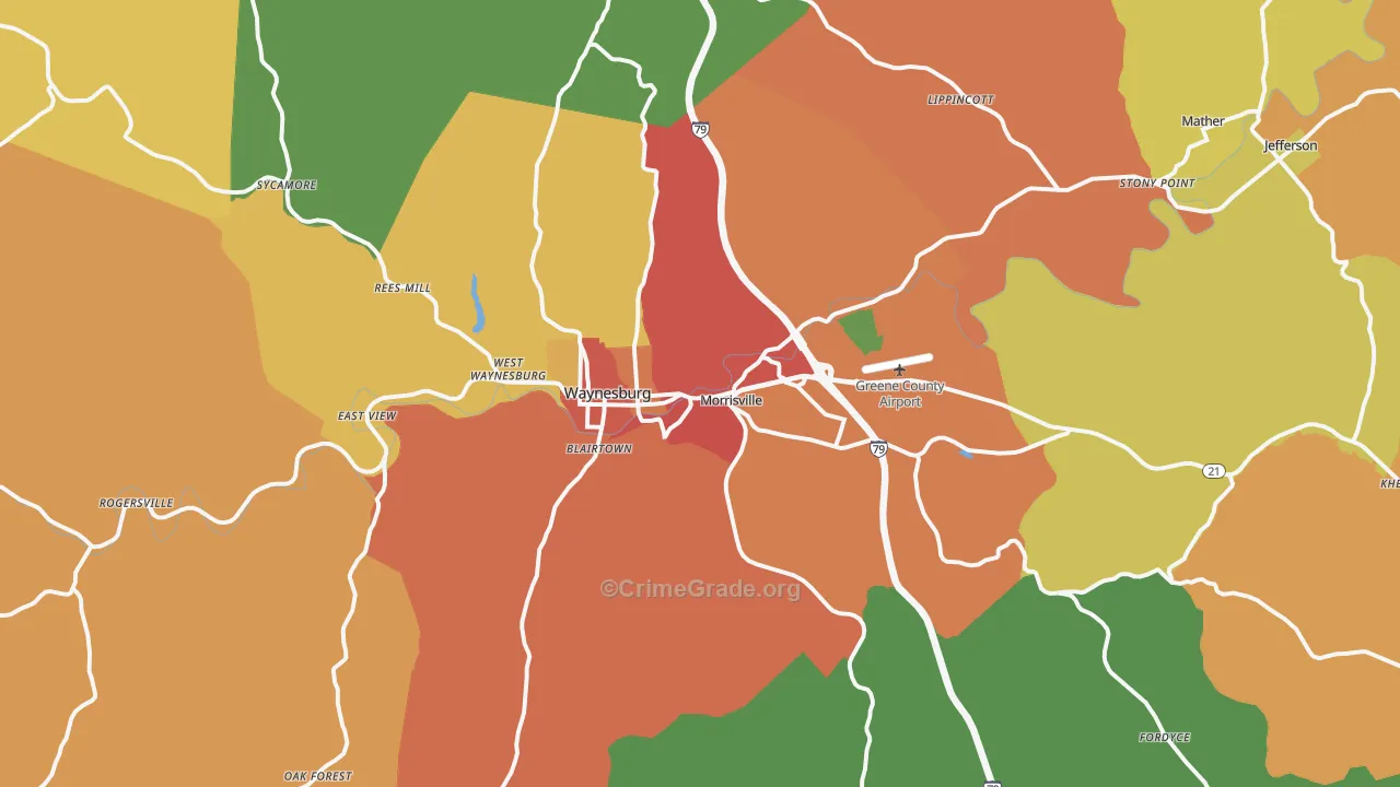 15370, PA Map of Theft Rates