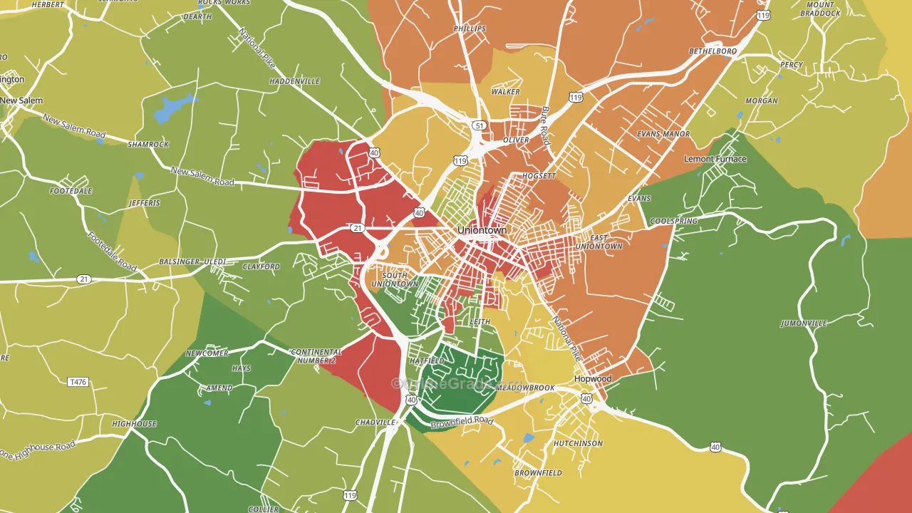 15401, PA Map of Theft Rates