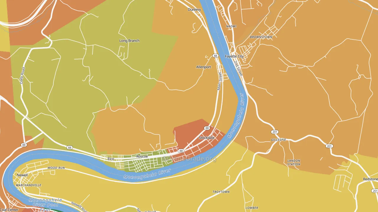 15412, PA Map of Theft Rates