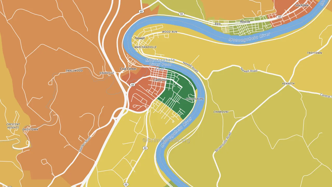 15419, PA Map of Theft Rates