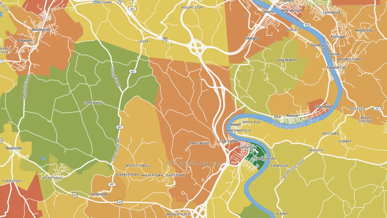 15423, PA Map of Theft Rates