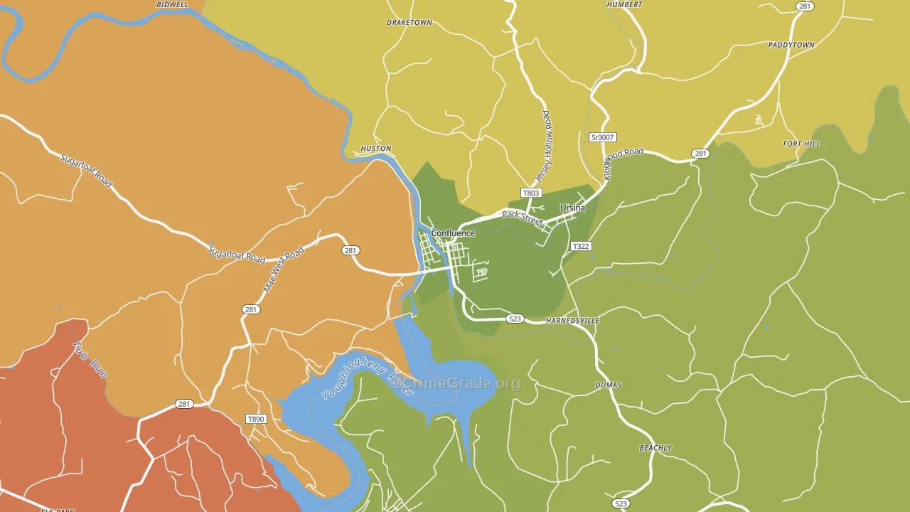15424, PA Map of Theft Rates