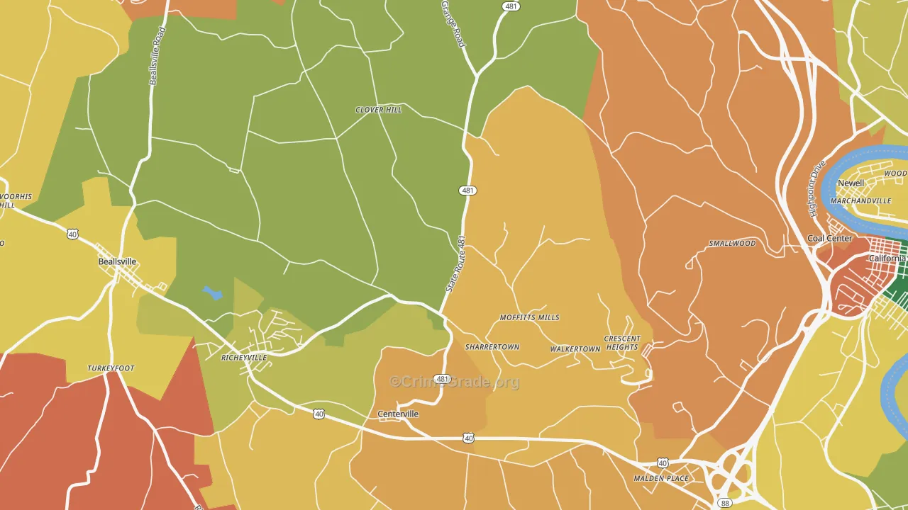15427, PA Map of Theft Rates