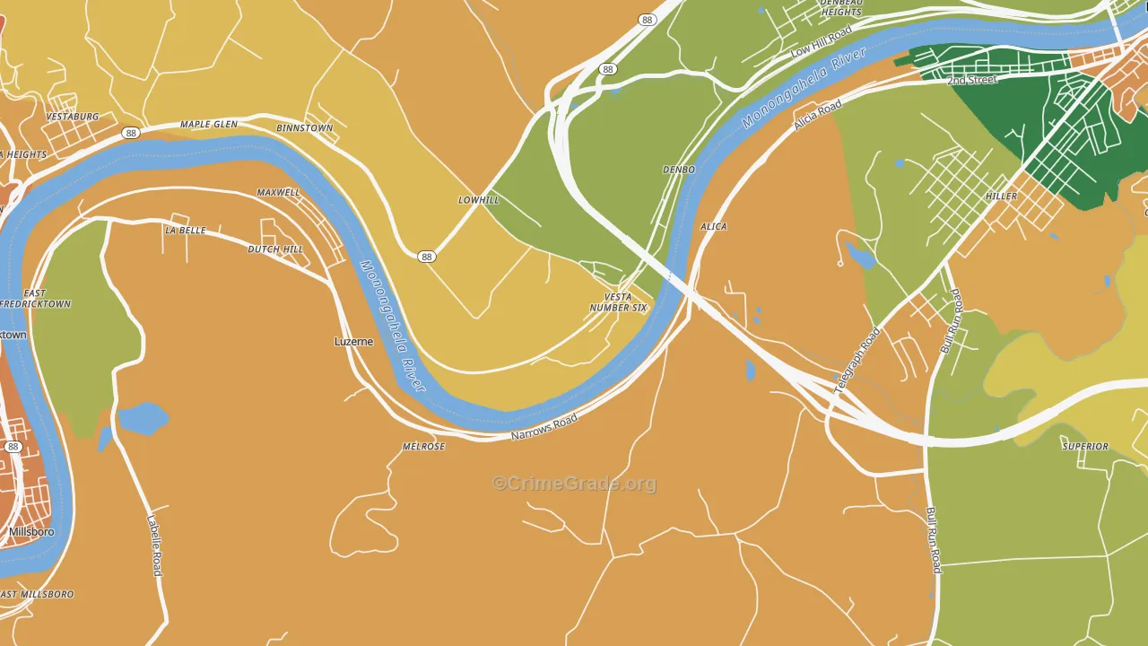 15429, PA Map of Theft Rates