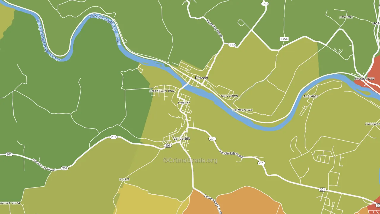 15430, PA Map of Theft Rates