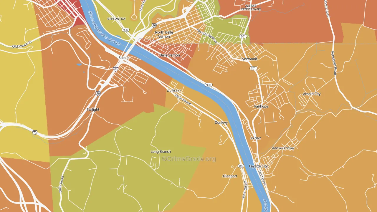 15432, PA Map of Theft Rates