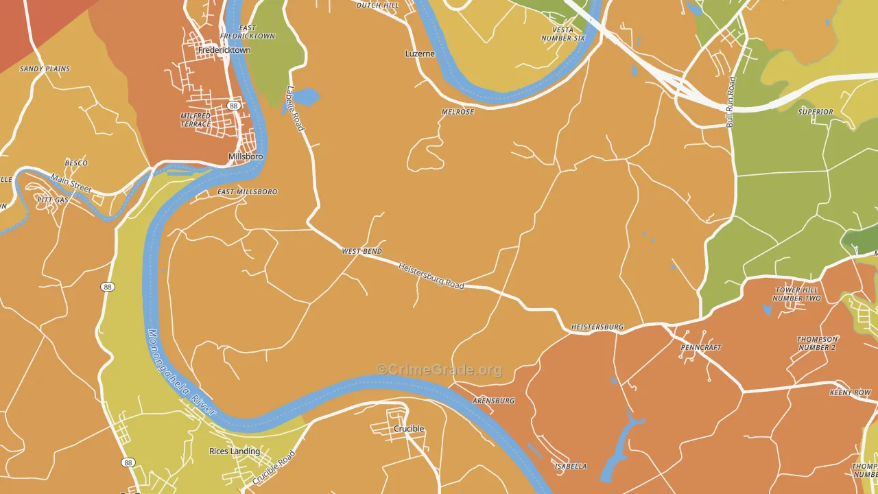 15433, PA Map of Theft Rates