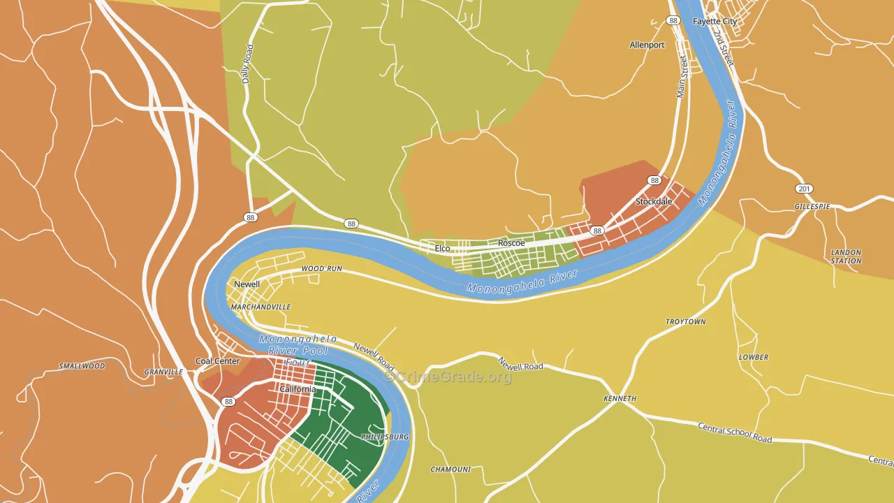15434, PA Map of Theft Rates