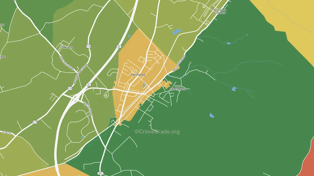 15436, PA Map of Theft Rates