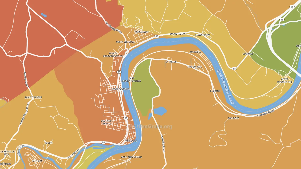 15450, PA Map of Theft Rates