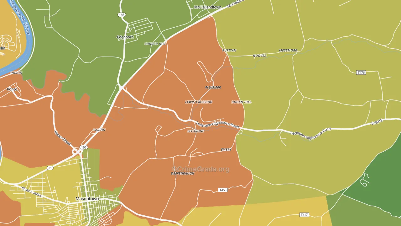 15454, PA Map of Theft Rates