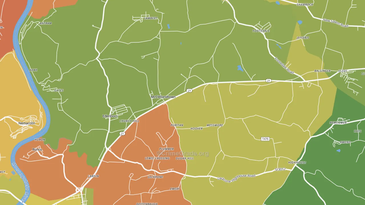 15458, PA Map of Theft Rates