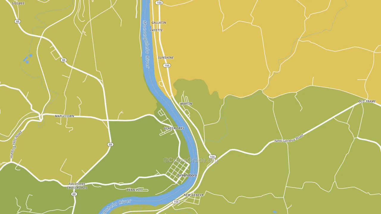 15460, PA Map of Theft Rates