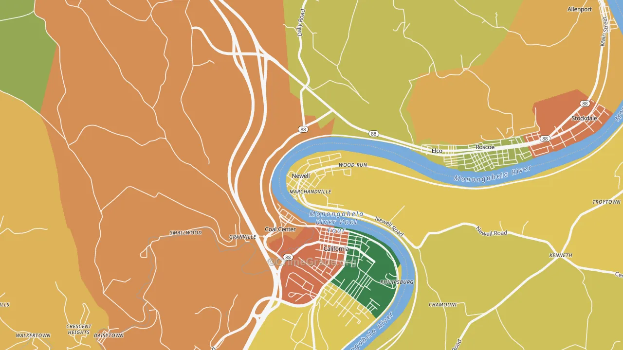15466, PA Map of Theft Rates