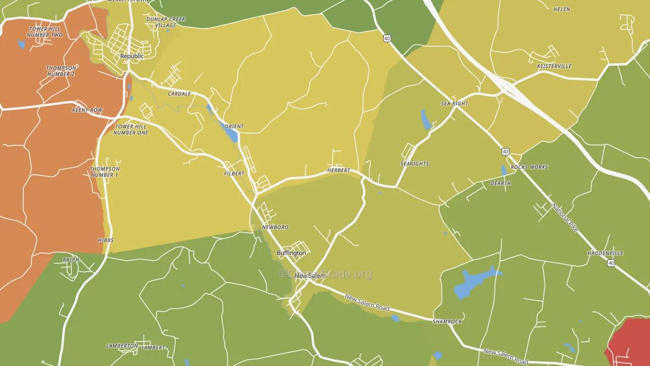 15468, PA Map of Theft Rates