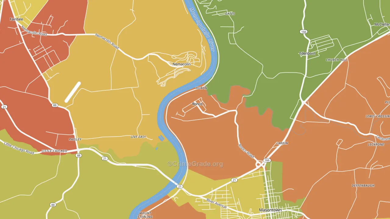 15476, PA Map of Theft Rates