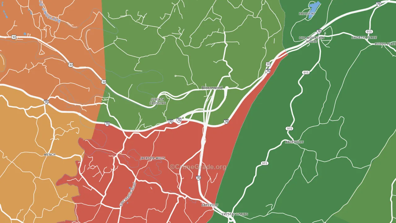 15533, PA Map of Theft Rates