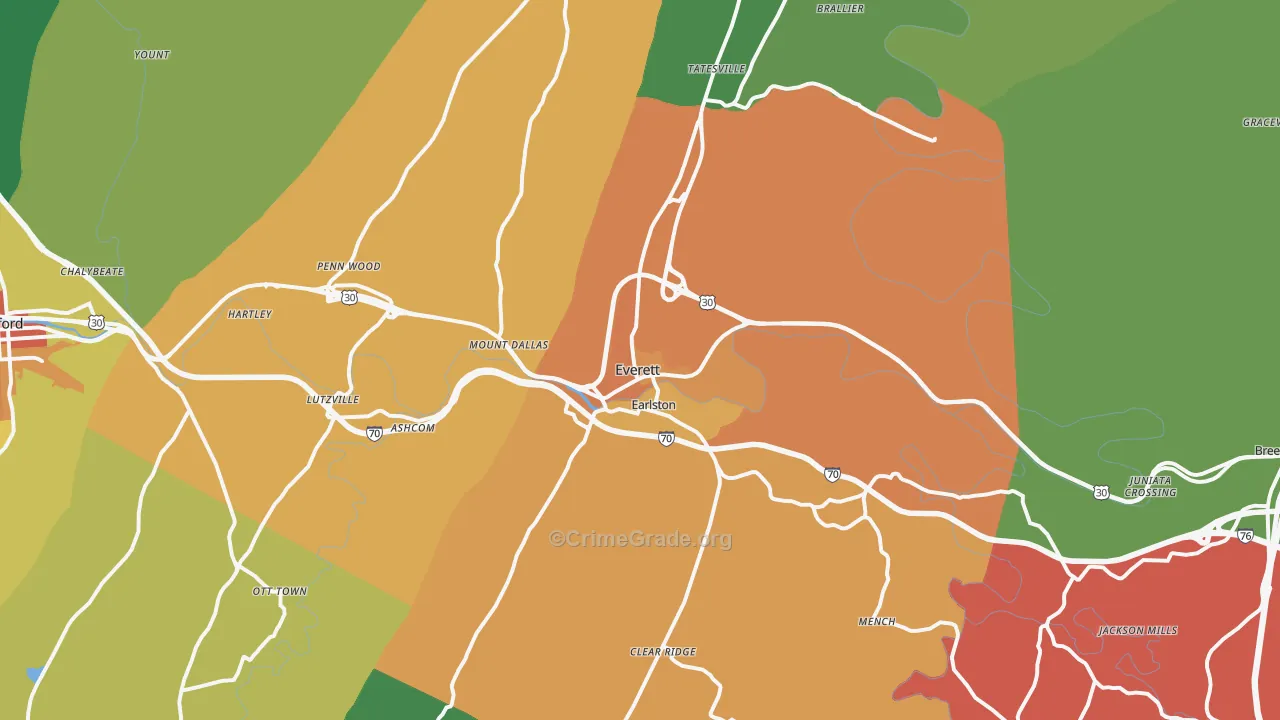 15537, PA Map of Theft Rates