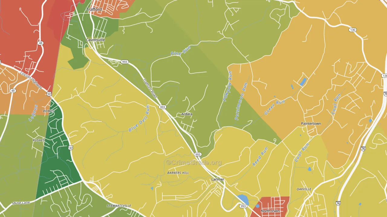 15615, PA Map of Theft Rates