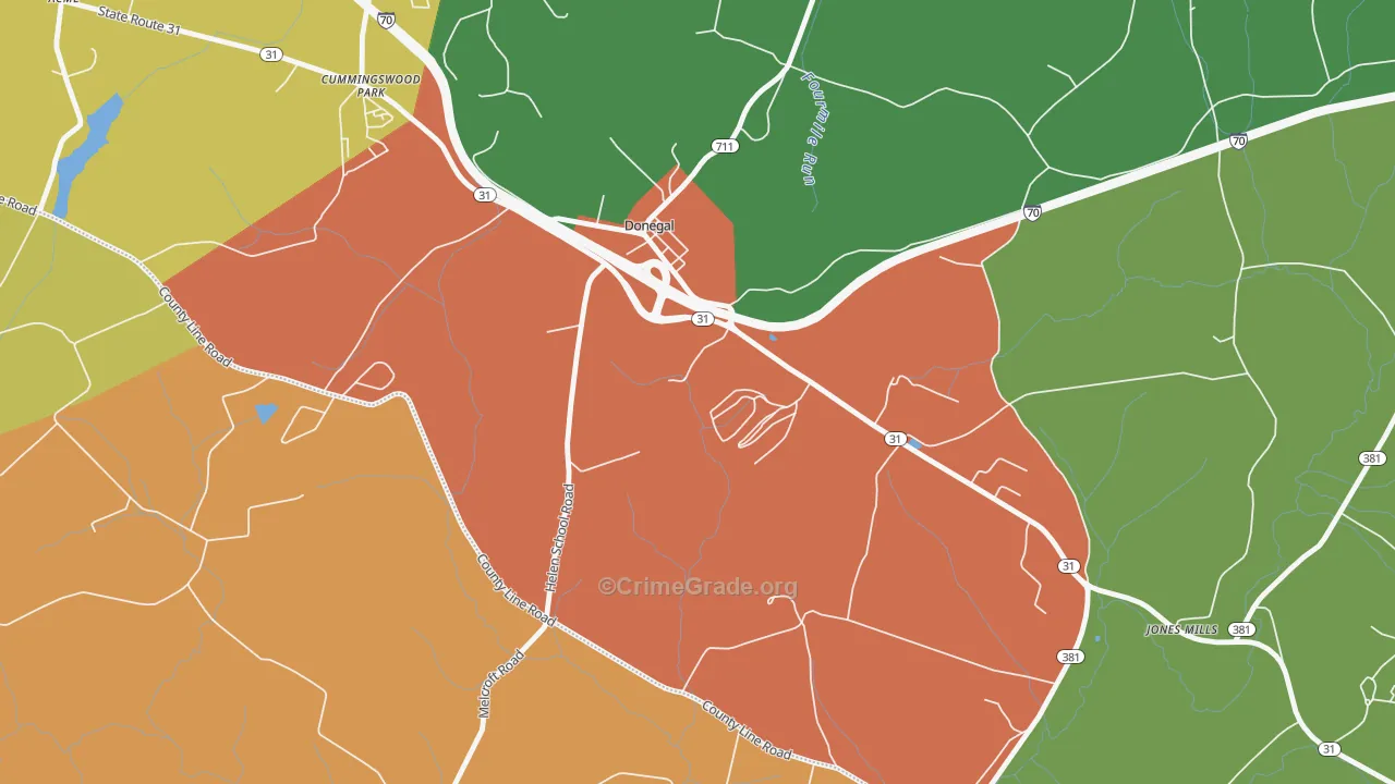 15628, PA Map of Theft Rates