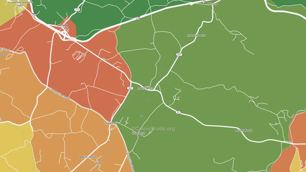 15646, PA Map of Theft Rates