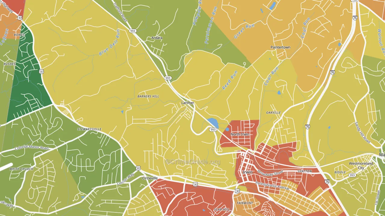 15647, PA Map of Theft Rates