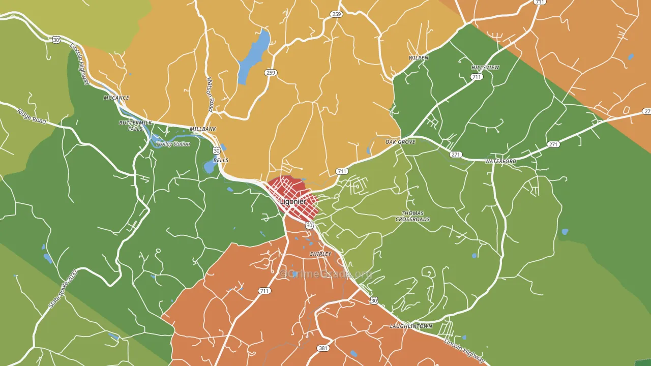 15658, PA Map of Theft Rates
