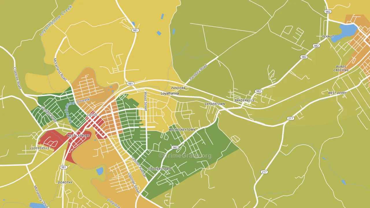 15661, PA Map of Theft Rates