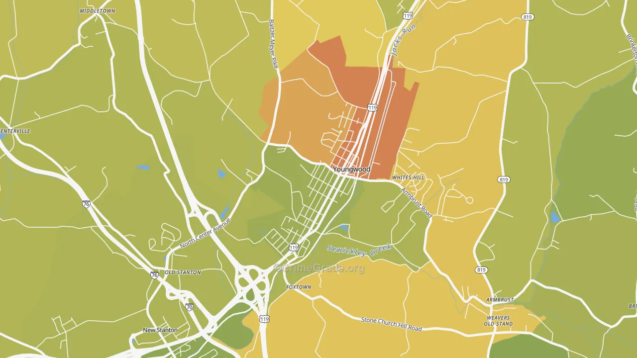 15697, PA Map of Theft Rates