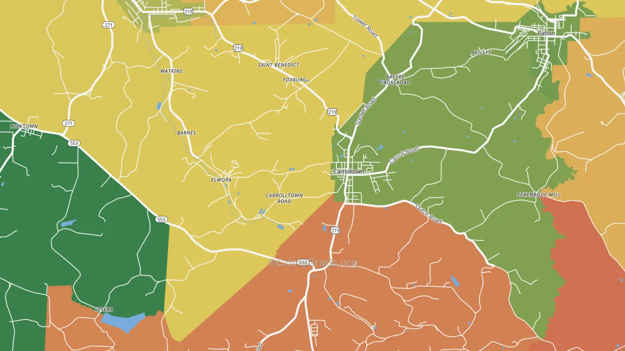 15722, PA Map of Theft Rates