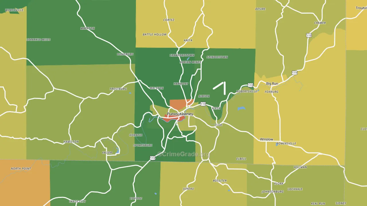 15767, PA Map of Theft Rates