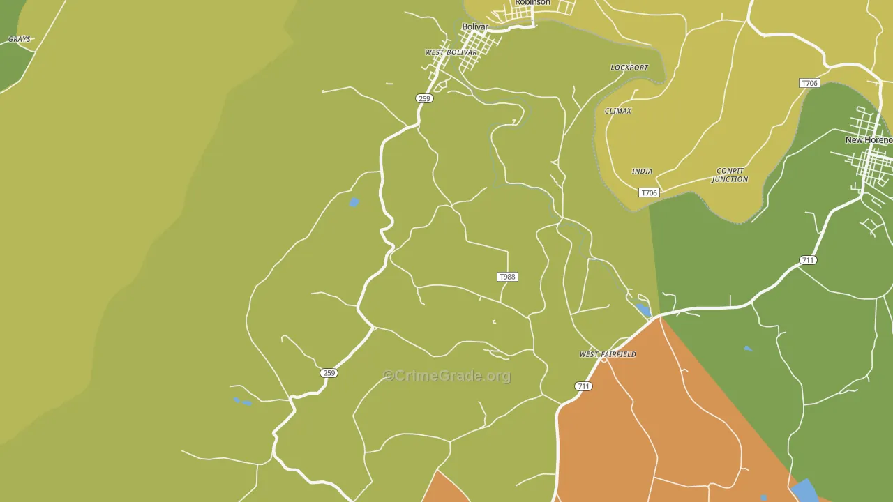 15923, PA Map of Theft Rates