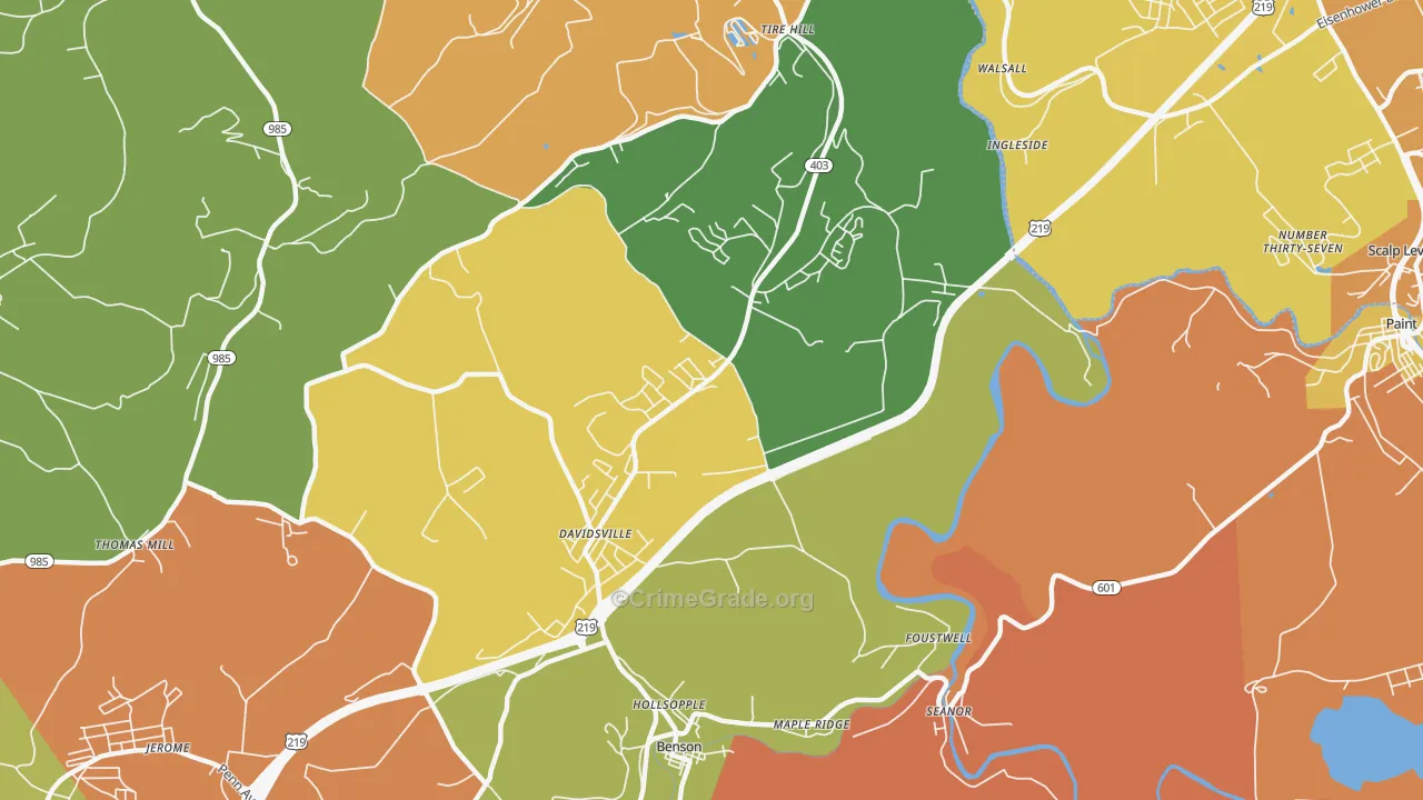 15928, PA Map of Theft Rates