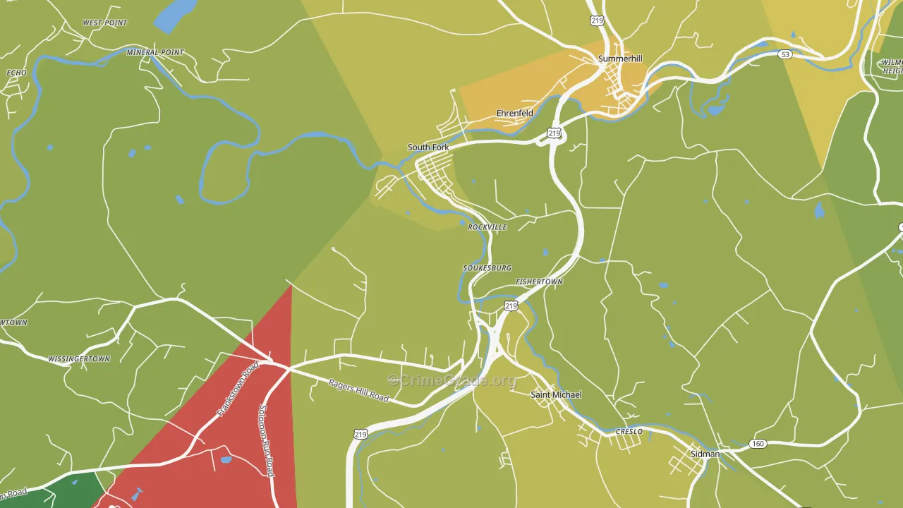 15956, PA Map of Theft Rates