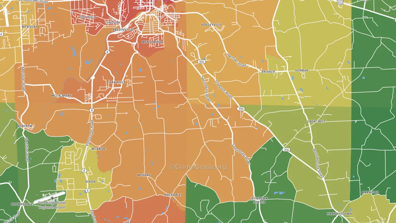 16002, PA Map of Theft Rates