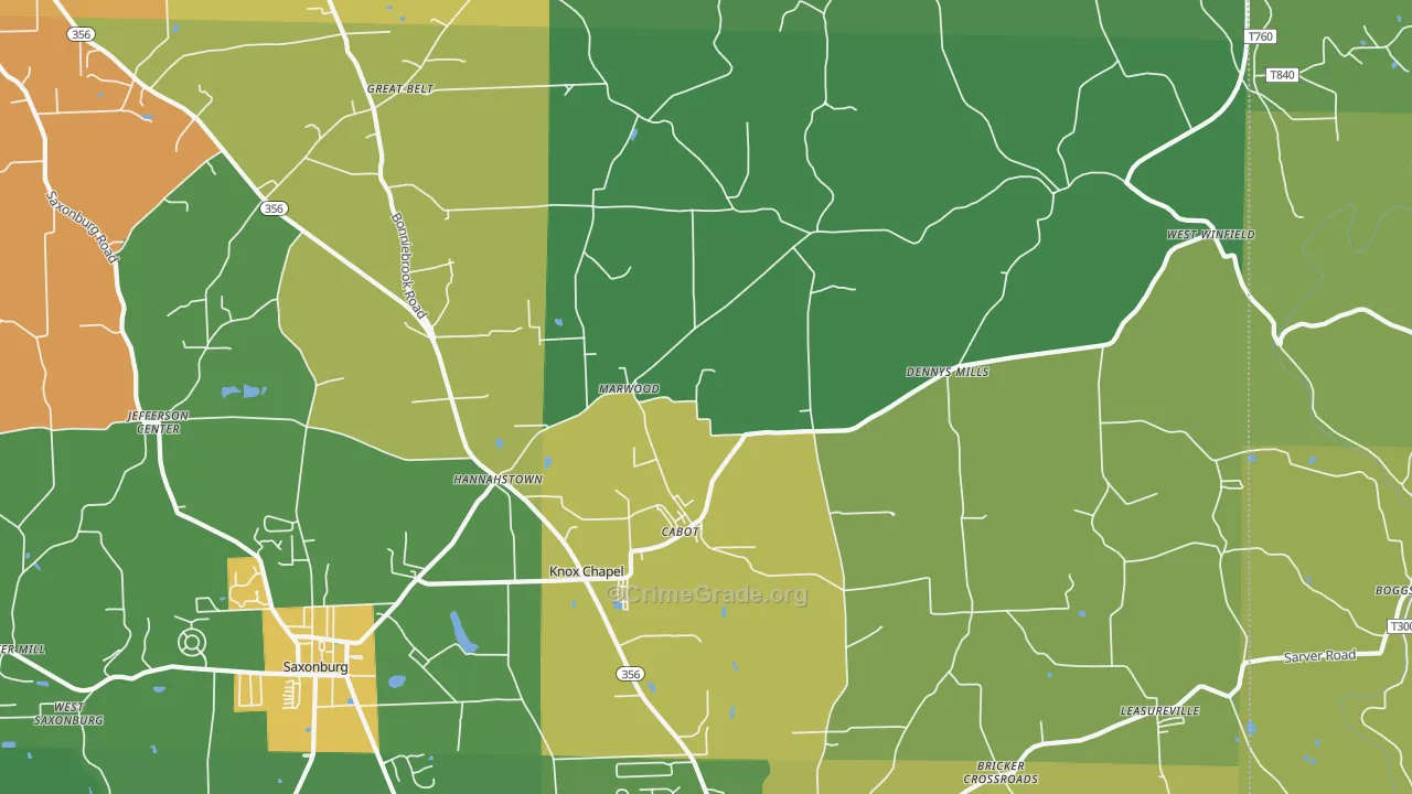 16023, PA Map of Theft Rates