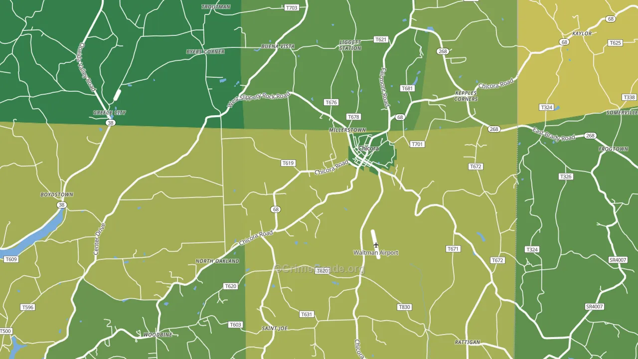 16025, PA Map of Theft Rates
