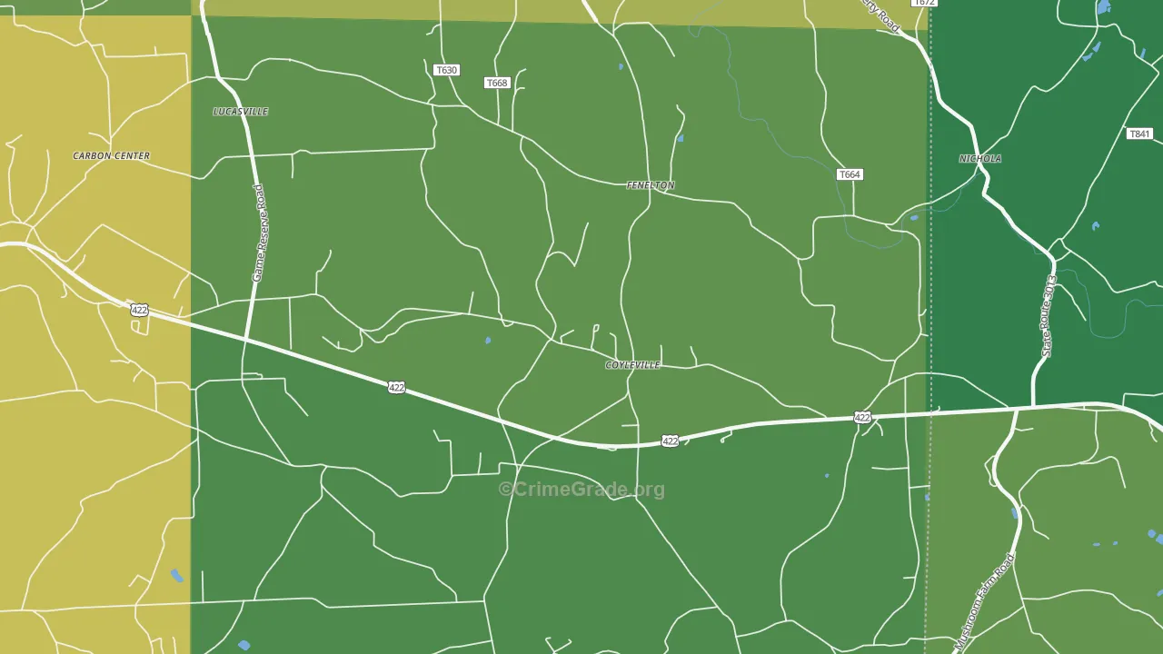 16034, PA Map of Theft Rates