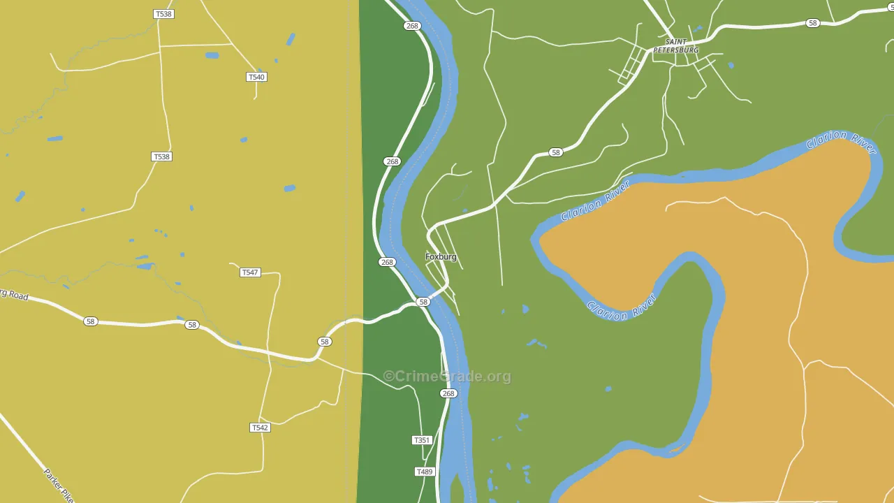 16036, PA Map of Theft Rates